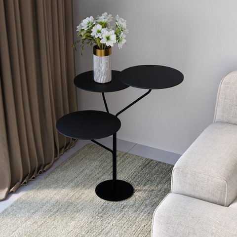 Mesa Lateral de Canto Trieste 100% MDF 65cm x 57cm x 57 cm Preto