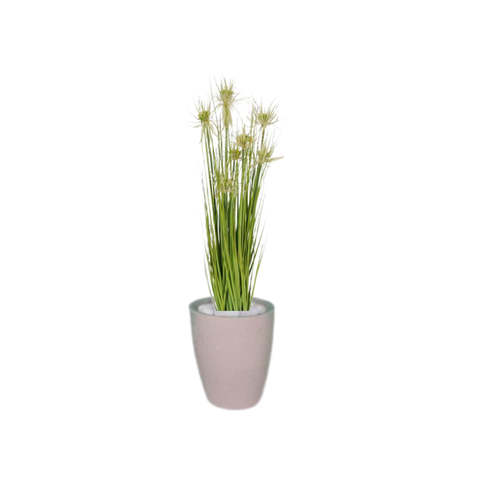 Planta Árvore Artificial Grass Com Flor 90 cm Kit + Vaso S. Bege 30 cm