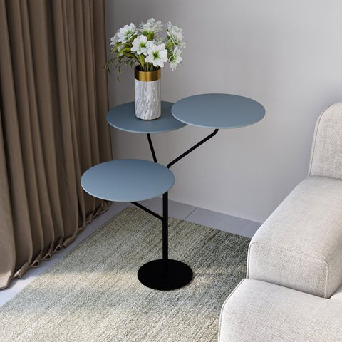 Mesa Lateral de Canto Trieste 100% MDF 65cm x 57cm x 57 cm Cinza