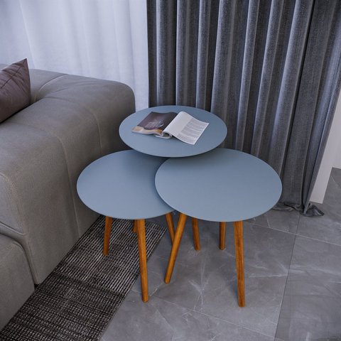 Trio Mesa Lateral de Canto 100% MDF 56cm x 45cm x 45cm Cinza