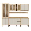 Ver imagem 3 de Armário de Cozinha Completa Modulada 5 Peças 13 Portas com Vidro e Tampo 100% MDF Barbados Espresso Móveis Bege/Amêndoa/Off White