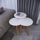 Ver imagem 1 de Trio Mesa Lateral de Canto 100% MDF 56cm x 45cm x 45cm Branco