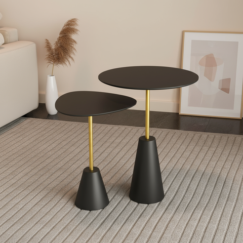 Conjunto Mesa Lateral de Canto Napoli Metal 100% MDF 65cm x 40cm x 40cm Preto
