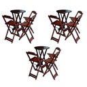 Ver imagem 1 de Kit 3 Conjuntos De Mesa Bistrô Dobraveis Em Madeira Padrão Com 3 Banquetas Altas - Imbuia - Marrom