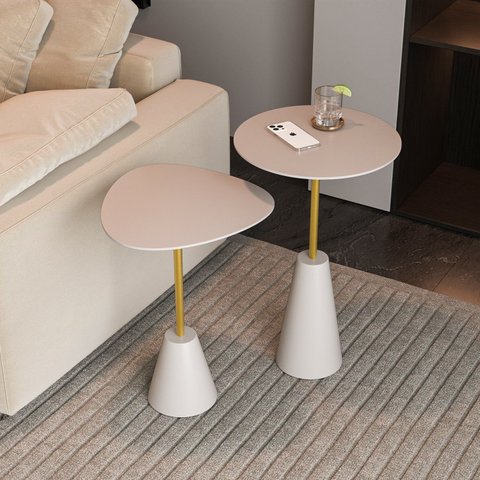 Conjunto Mesa Lateral de Canto Napoli Metal 65cm x 40cm x 40cm Cinza