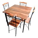 Ver imagem 2 de Mesa de Jantar Artesanal Ferro e Madeira 4 Lugares Quadrada Tamanho 60x60cm