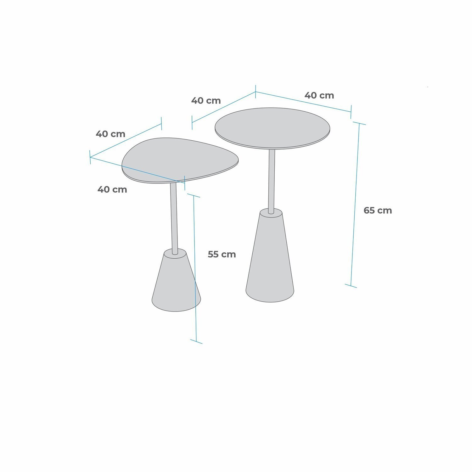 Conjunto Mesa de Canto Napoli Metal 65cm X 40cm X 40cm - 3