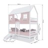 Beliche Casinha Encantada com 02 Gavetas Kit Escada/ Escorregador Madeira Maciça Rosa/ Branco - 3