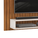 Ver imagem 4 de Painel Ripe com Ripado Decorativo e 2 Prateleira de 15mm - Freijó/off White Dj Móveis