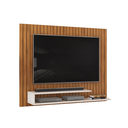 Ver imagem 2 de Painel Ripe com Ripado Decorativo e 2 Prateleira de 15mm - Freijó/off White Dj Móveis