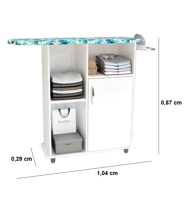 Tábua de Passar Multiuso Gabinete Armário Nichos Porta Miami:branco - 4