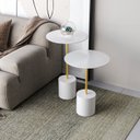 Ver imagem 1 de Conjunto Mesa Lateral de Canto Parma Metal 100% MDF 65cm x 40cm x 40 cm Branco