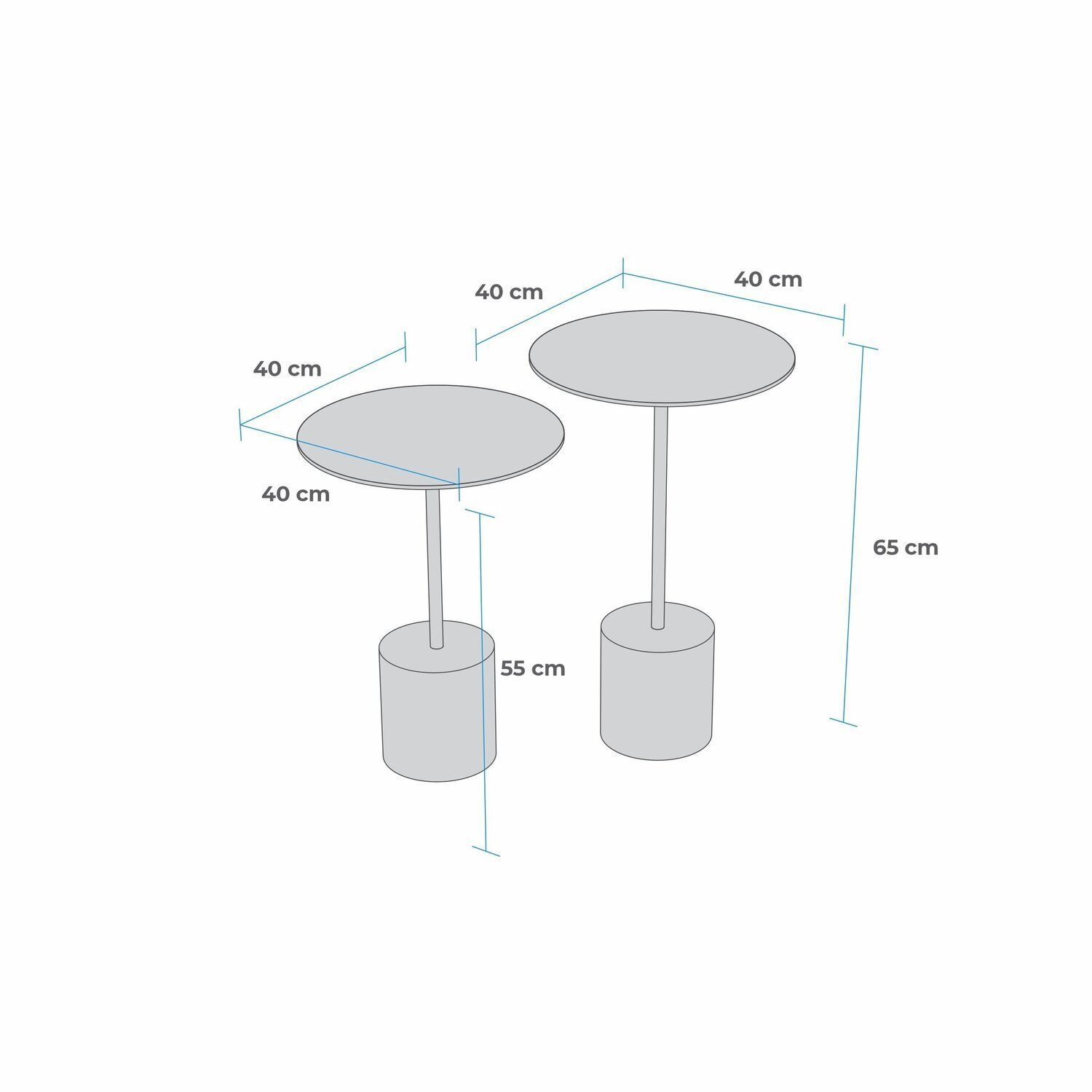 Conjunto Mesa de Canto Parma Metal 65cm X 40cm X 40 Cm - 3