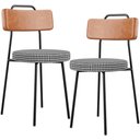 Ver imagem 1 de Kit 02 Cadeiras Decorativas Estofada Sala Jantar Barcelona L02 Couríssimo Camel Pied Poule - Lyam Ly