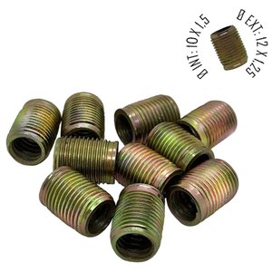 Rosca Postiça Bucha Roscada - M10x1,5 - M12x1,25 - 10 Pçs