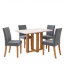 Ver imagem 2 de Conjunto Sala de Jantar Mesa Manu 120cm Tampo MDF e Vidro Canto Arredondado 4 Cadeiras Lily