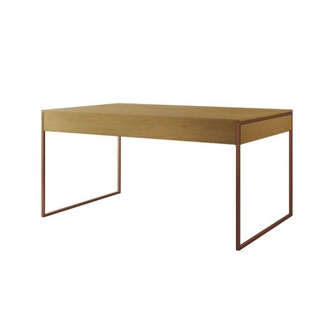 Mesa de Jantar Filadélfia Retangular Tampo Freijó 120cm X 75cm Base Ferro Cobre