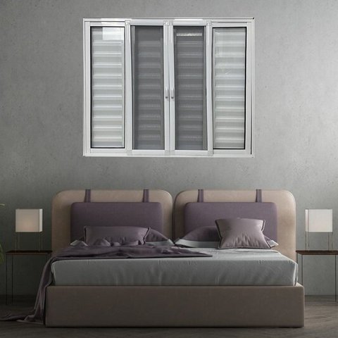Janela Veneziana 6 Folhas com Tela Mosqueteira Linha 25 120x200 Branco Esquadrias Bergamo
