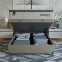 Ver imagem 6 de Cama Box Baú Viúva + Colchão Comfort Class Pillow Top Branco/suede Bege