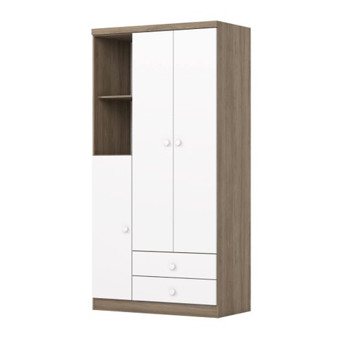 Guarda Roupa Infantil Bala de Menta 3 Pts Rustico/branco - Henn