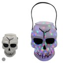 Ver imagem 2 de Cesta de Caveira Branca Decor Halloween C/luz Colorida 18cm
