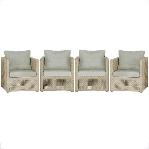4 Poltronas Madri Alumínio Corda Náutica Estofado 3 Trama Original