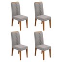 Ver imagem 1 de Conjunto Kit com 4 Cadeiras Estofadas para Sala de Jantar Yasmin MDF Freijó Linho Neblina DJ Móveis