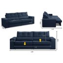 Ver imagem 2 de Sofá Retrátil e Reclinável 3 Lugares 2,30m com Molas Milena Suede Azul Rover & Beato