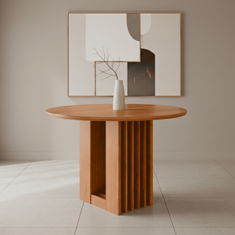 Mesa para Sala de Jantar Ariela Redonda 109 cm sem Vidro Marrom/Cinamomo
