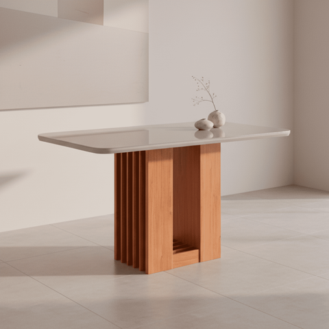 Mesa para Sala de Jantar Ariela 160 cm Marrom/Cinamomo/Offwhite