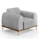 Ver imagem 7 de Kit Sofá 3 Lugares Sala Estar 210cm E Poltrona Molino Pés D'ouro D02 Linho Cinza D-315 - Lyam