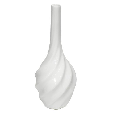 Vaso Garrafa Marshmallow em Cerâmica Decorativo 37x16cm