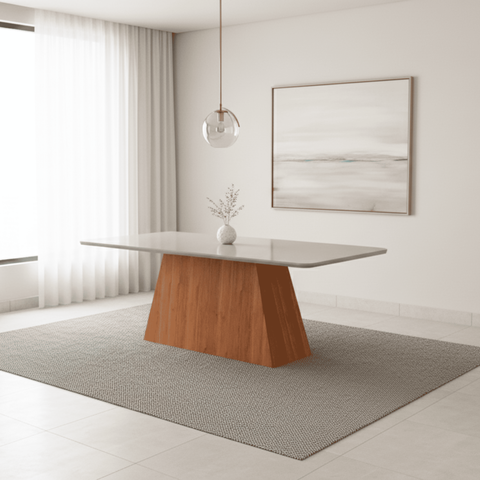 Mesa para Sala de Jantar Helena D 210 cm Marrom/Cinamomo/Offwhite