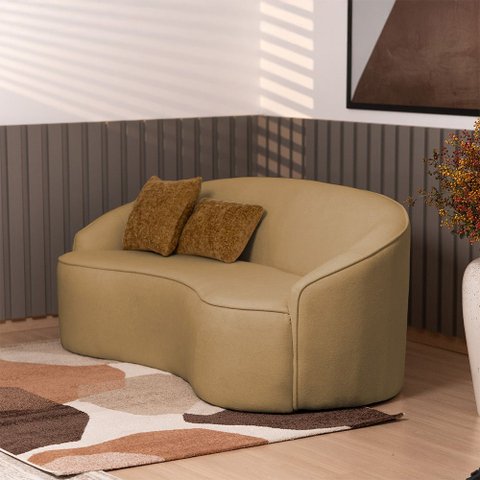 Sofá Curvo Montserrat 210cm 03 Lugares Bouclé Camel - Nexta Casa