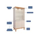 Ver imagem 3 de Cristaleira de Sala de Jantar 2 Portas Luiza Bege/Cinamomo/Offwhite