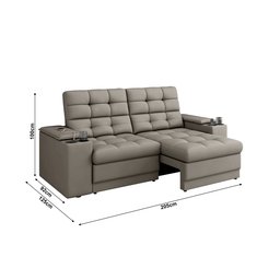 Sofá Confort Premium 2,05m Assento Retrátil/reclinável Porta Copos e Usb Suede Capuccino - Xflex - 2
