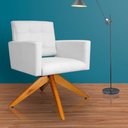 Ver imagem 2 de Poltrona Decorativa Camila Pés Madeira Giratório Suede Branco - DS Estofados
