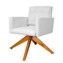 Ver imagem 3 de Poltrona Decorativa Camila Pés Madeira Giratório Suede Branco - DS Estofados