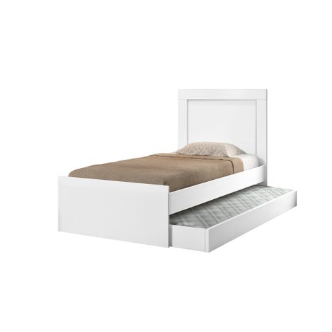 Cama Solteiro com Auxiliar Retrátil Acompanha 2 Colchões D33 Solteiro Estrutura Resistente:Branco