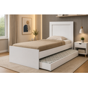 Ver imagem 2 de Cama Solteiro com Auxiliar Retrátil Acompanha 2 Colchões D33 Solteiro Estrutura Resistente:Branco