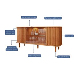 Buffet para Sala de Jantar Janice 78x165x45,3cm - 3