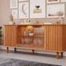 Buffet de Sala de Jantar 4 Portas com LED e Pés em Madeira Maciça Janice - 1