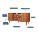 Ver imagem 4 de Buffet de Sala de Jantar 4 Portas com LED e Pés em Madeira Maciça Janice Marrom/Cinamomo