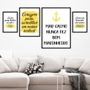 Ver imagem 1 de Kit 4 Quadros Decorativos Mar Calmo-Amarelo 45x34cm - com vidro:Madeira preta