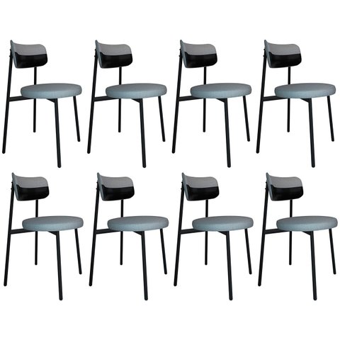 Cadeira de Jantar Estofada Kit 8 Nyka M25 Linho Cinza Cl/preto - Mpozenato