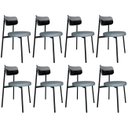 Ver imagem 1 de Cadeira de Jantar Estofada Kit 8 Nyka M25 Linho Cinza Cl/preto - Mpozenato