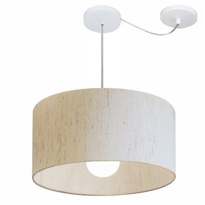 Lustre Pendente Cilíndrico Com Desvio de Centro Vivare Md-4230 Cúpula em Tecido 50x25cm - Bivolt - L