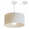 Lustre Pendente Cilíndrico Com Desvio de Centro Vivare Md-4230 Cúpula em Tecido 50x25cm - Bivolt - L - 1