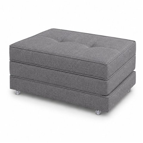 Puff Cama Dobravel Solteiro 90cm com Rodizios: Linho Cinza