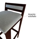 Ver imagem 7 de Banqueta Baixa 70cm para Bancada Assento Estofado em Linho Cecilia:imbuia com Linho Cinza